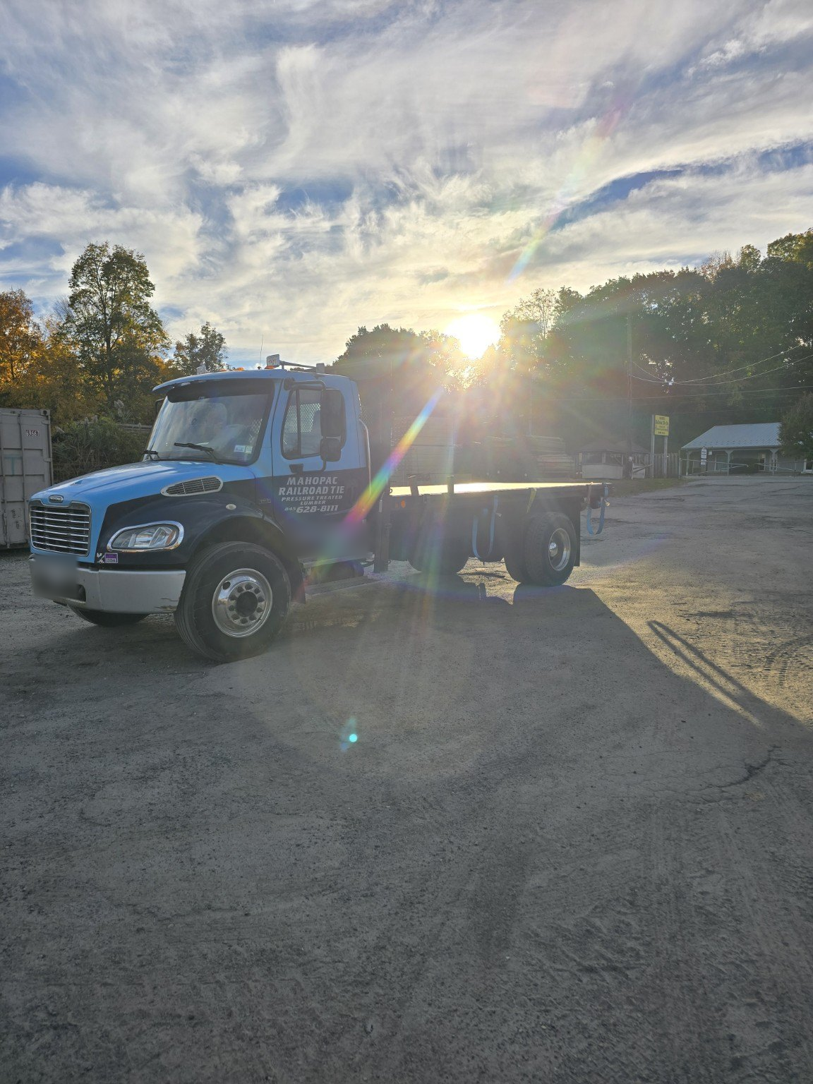 Mahopac Railroad Tie flatbed truck parked at the yard